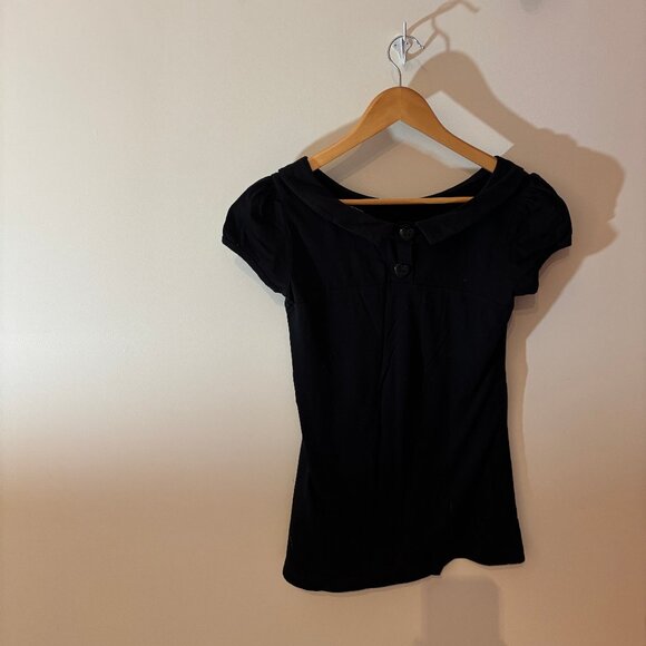Black boat neck tunic tshirt size Medium - Picture 2 of 4